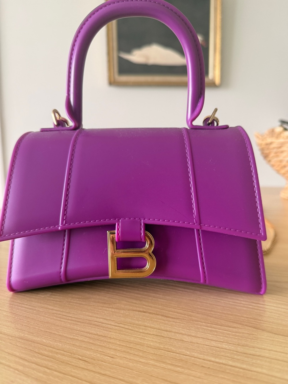 Jelly handbag Mini PVC “B” Purse purple Color Crossbody Bag with Metal Chain